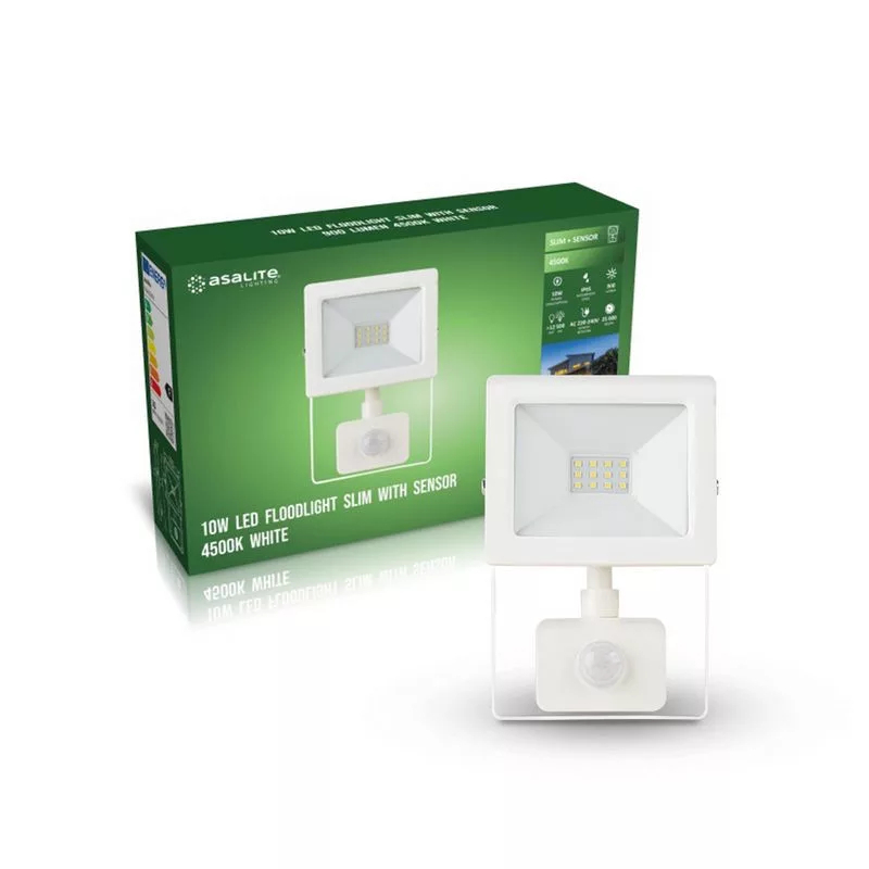 Reflektor Asalite LED Slim sa senzorom, 10W, bijeli (4500K, 900 lumena)-0