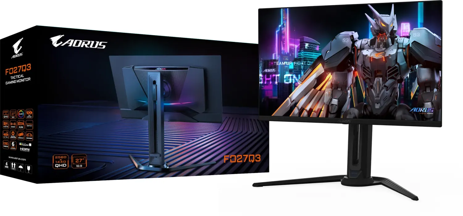 GIGABYTE AORUS FO27Q3 27'' OLED QHD monitor, 2560 x 1440, 0.03ms GTG, 360Hz, speakers-6