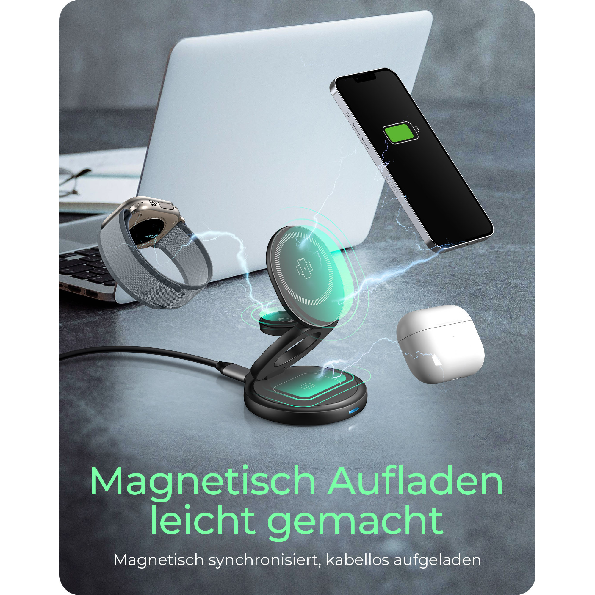 Icybox 3in1 wireless magnetic charger for phones and watches-8