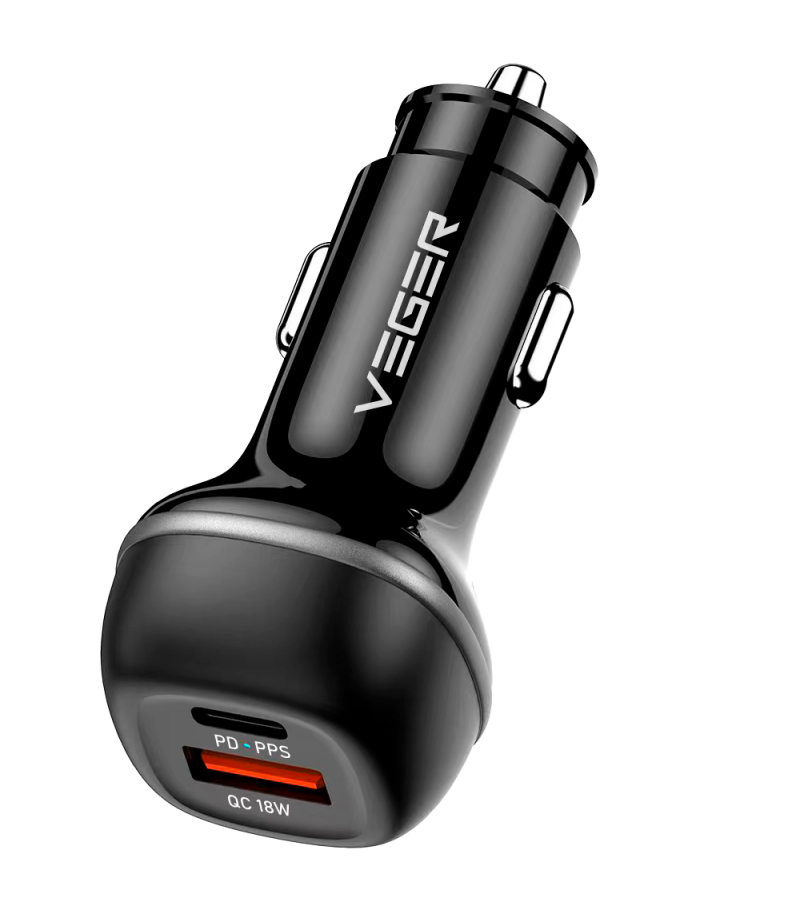Auto punjač VEGER CC62 USB+USB-C PD, QC3.0 51W (brza punjenja, 51W)