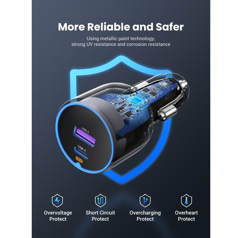 Auto punjač UGREEN 63W USB, USB-C (63W, USB, USB-C)-1