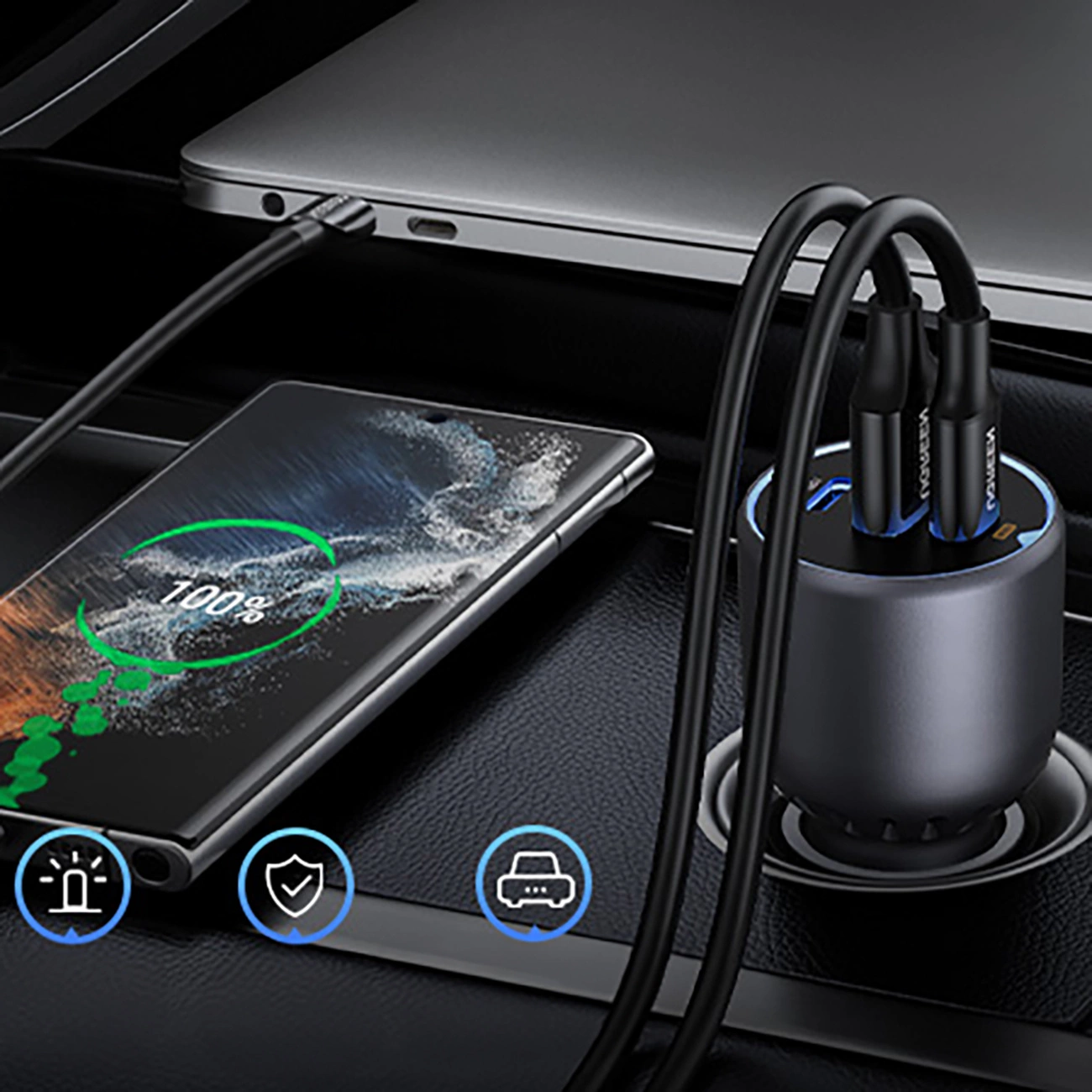 Auto punjač UGREEN 130W 3-Port Car Charger (130W, 3 priključka)-2