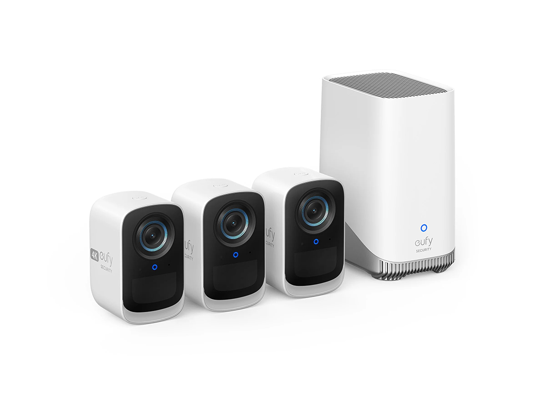 Set sigurnosnih kamera EUFY eufyCam 3C S300 (3 kamere i HomeBase, 4K, reflektor, dvosmjerni zvuk)-0