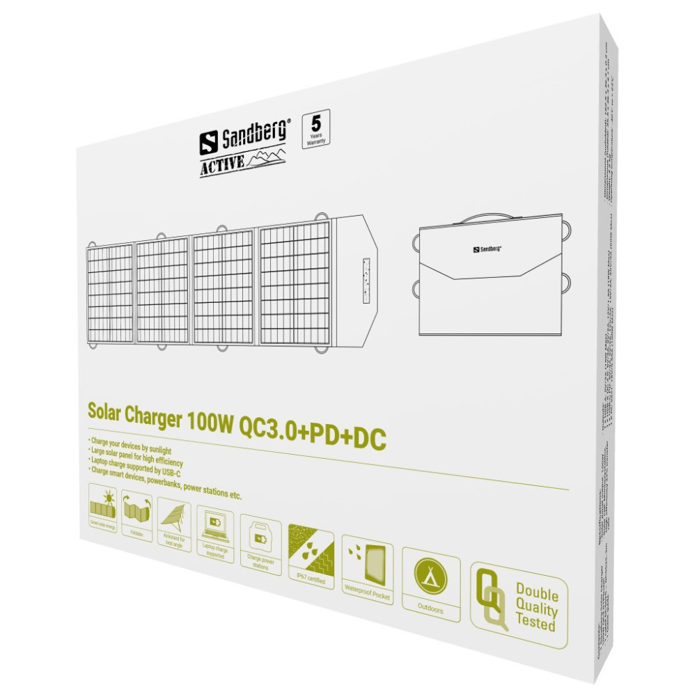 Solarni punjač SANDBERG Solar charger 100W QC3.0+PD+DC (100W, QC3.0, PD, DC)-3