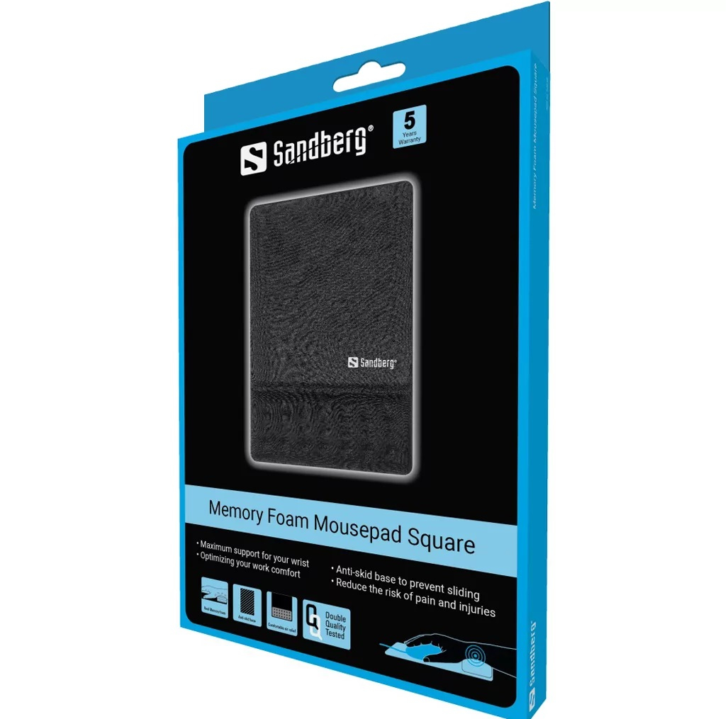 Podloga za miš SANDBERG Mouse Pad Square (25 x 18 cm, memorijska pjena, antislip)-0