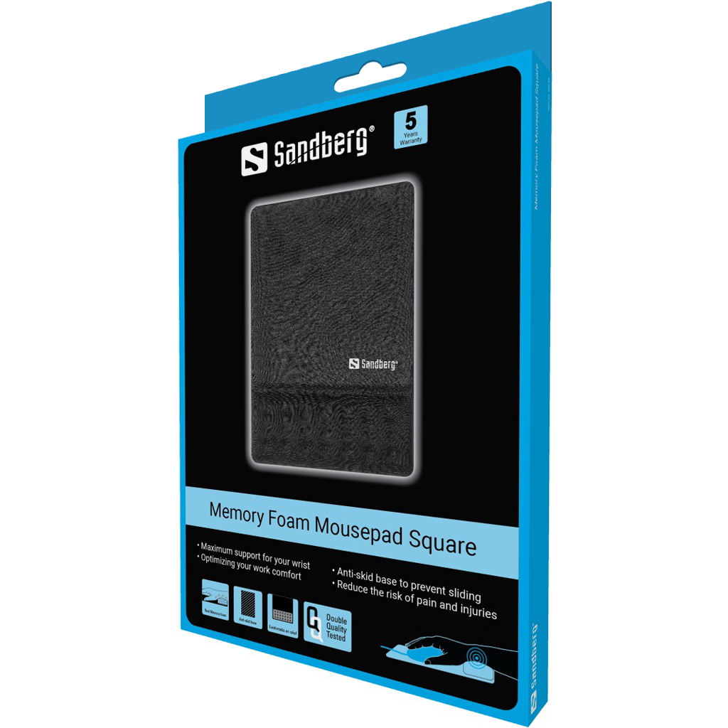 Podloga za miš SANDBERG Mouse Pad Square (25 x 18 cm, memorijska pjena, antislip)-1