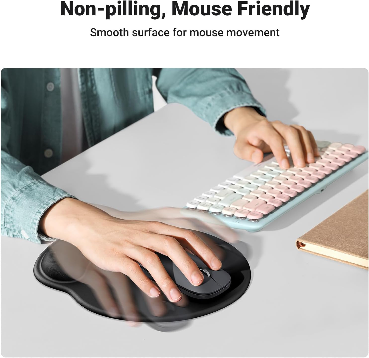 Ugreen Ergonomic Mouse Pad with Wrist Rest - Black-1
