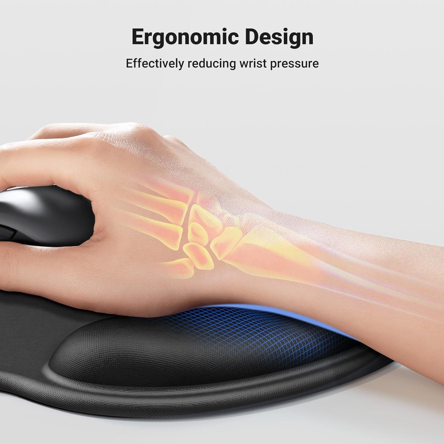 Ugreen Ergonomic Mouse Pad with Wrist Rest - Black-3