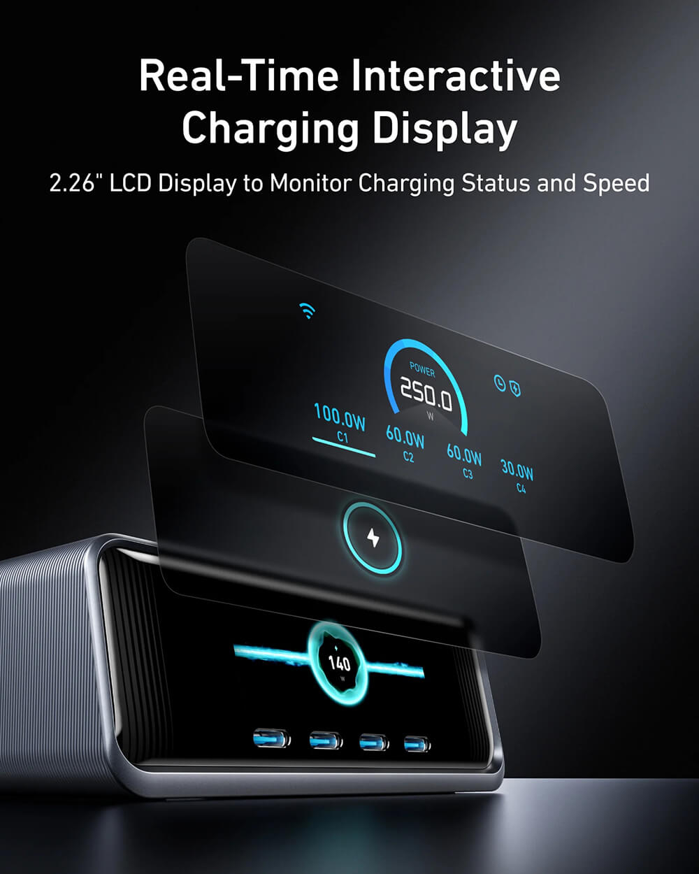 Punjač ANKER Prime GaN 2x USB-A/4x USB-C 250W, A2345341, crni-3