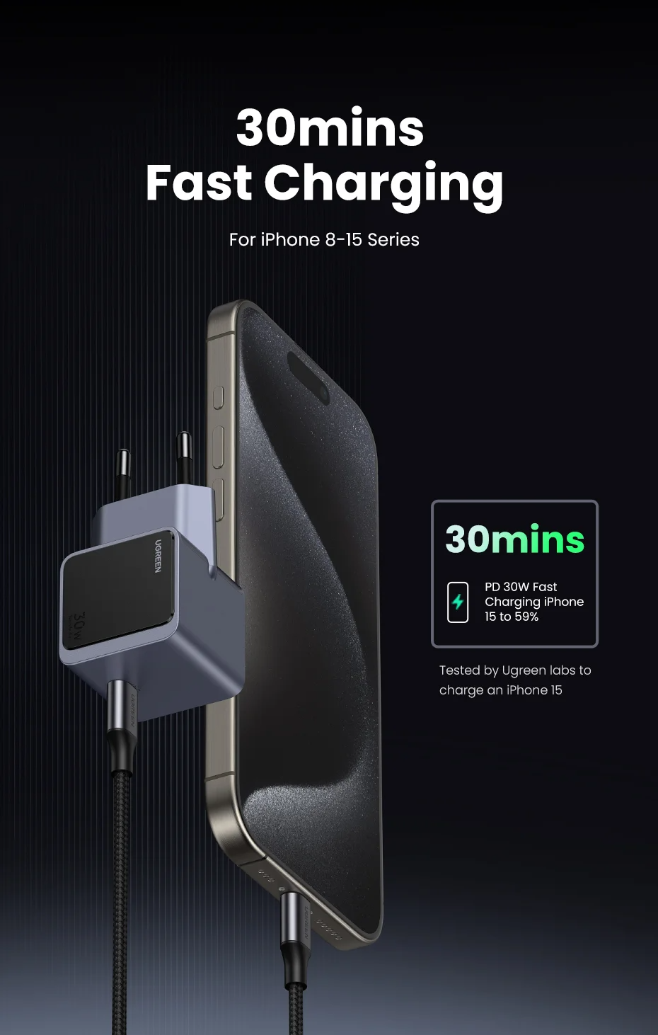 Punjač UGREEN Nexode Air 30W USB-C-1
