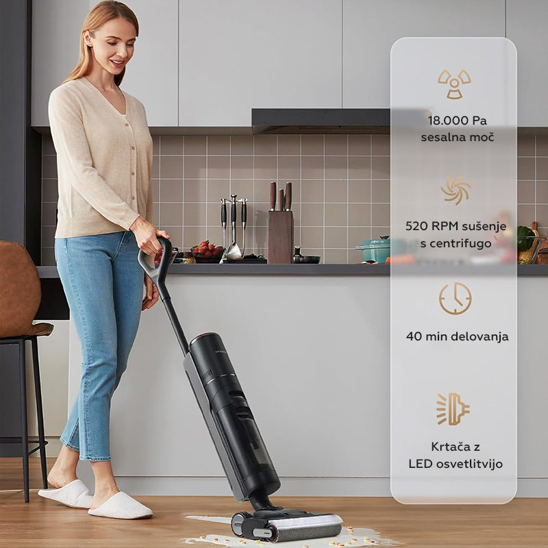 Usisavač DREAME H13 Pro (bežični, usisna snaga 18 kPa, za mokro i suho čišćenje, sustav samopražnjenja, LED osvjetljenje četke)-4