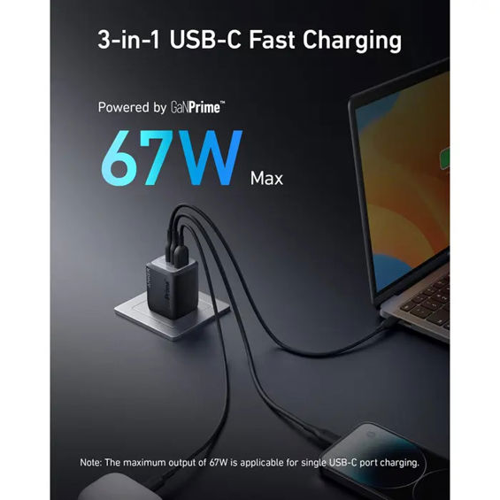 Adapter ANKER Prime 67W GaN 3-Port, crni-7