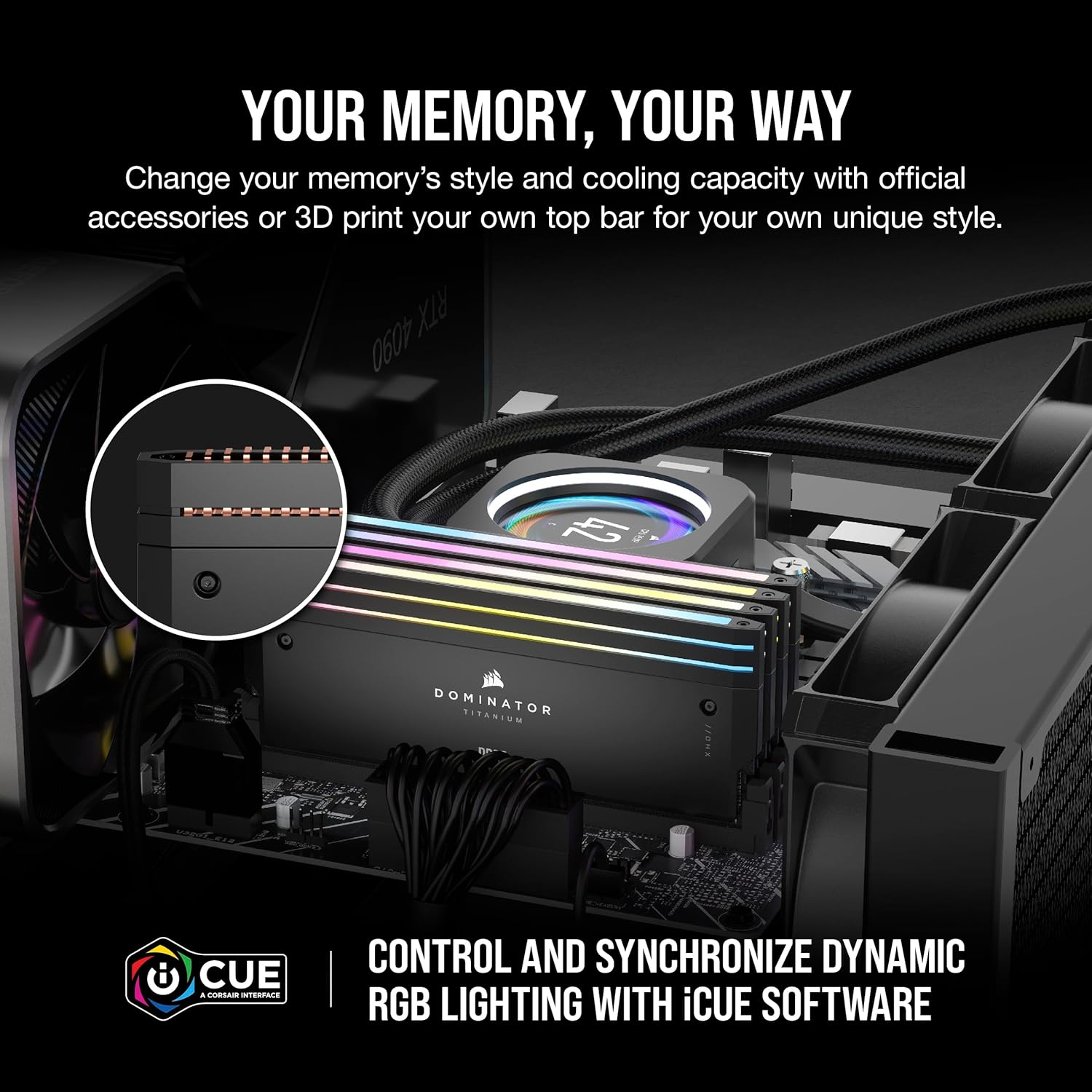 RAM CORSAIR DOMINATOR TITANIUM RGB 64GB (2x32GB, ddr5, 6400MHz, cl32, 1.32V)-4
