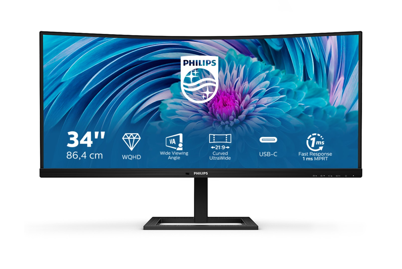 Monitor PHILIPS 346E2CUAE 34" UltraWide curved (3440x1440, 100Hz, VA, USB-C 65W)
