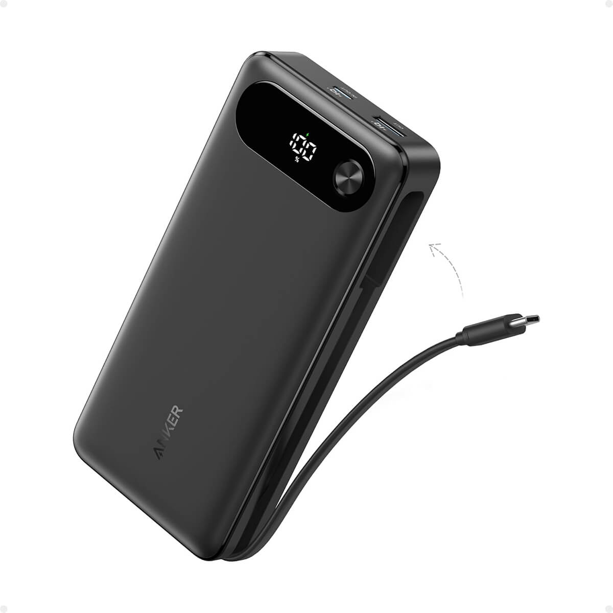 Powerbank ANKER 20000 mAh, 87W, USB-C kabel, crni