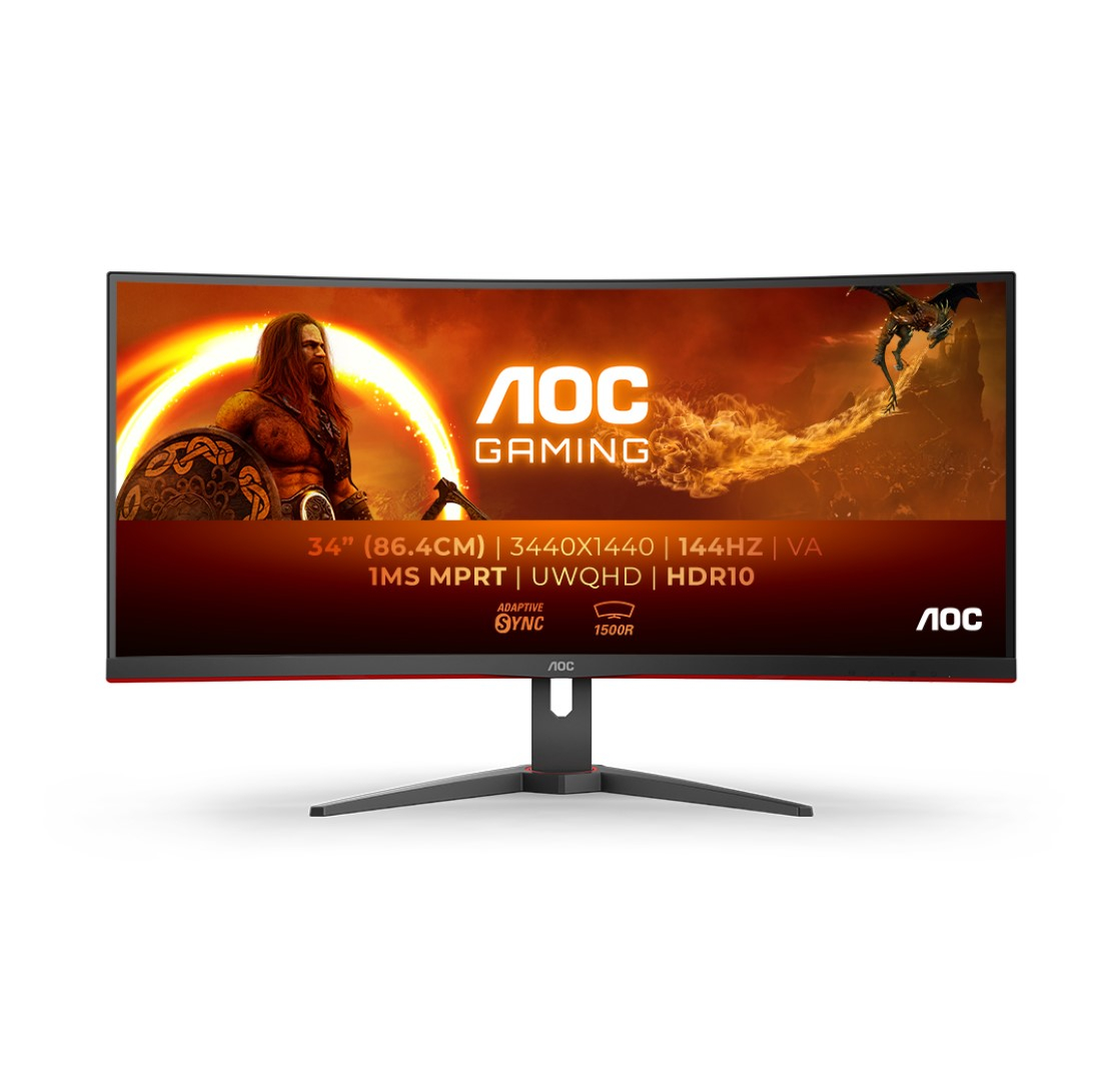 Monitor AOC CU34G2XE (34" VA, 144Hz, 3440x1440 UWQHD, zakrivljeni) crni-0