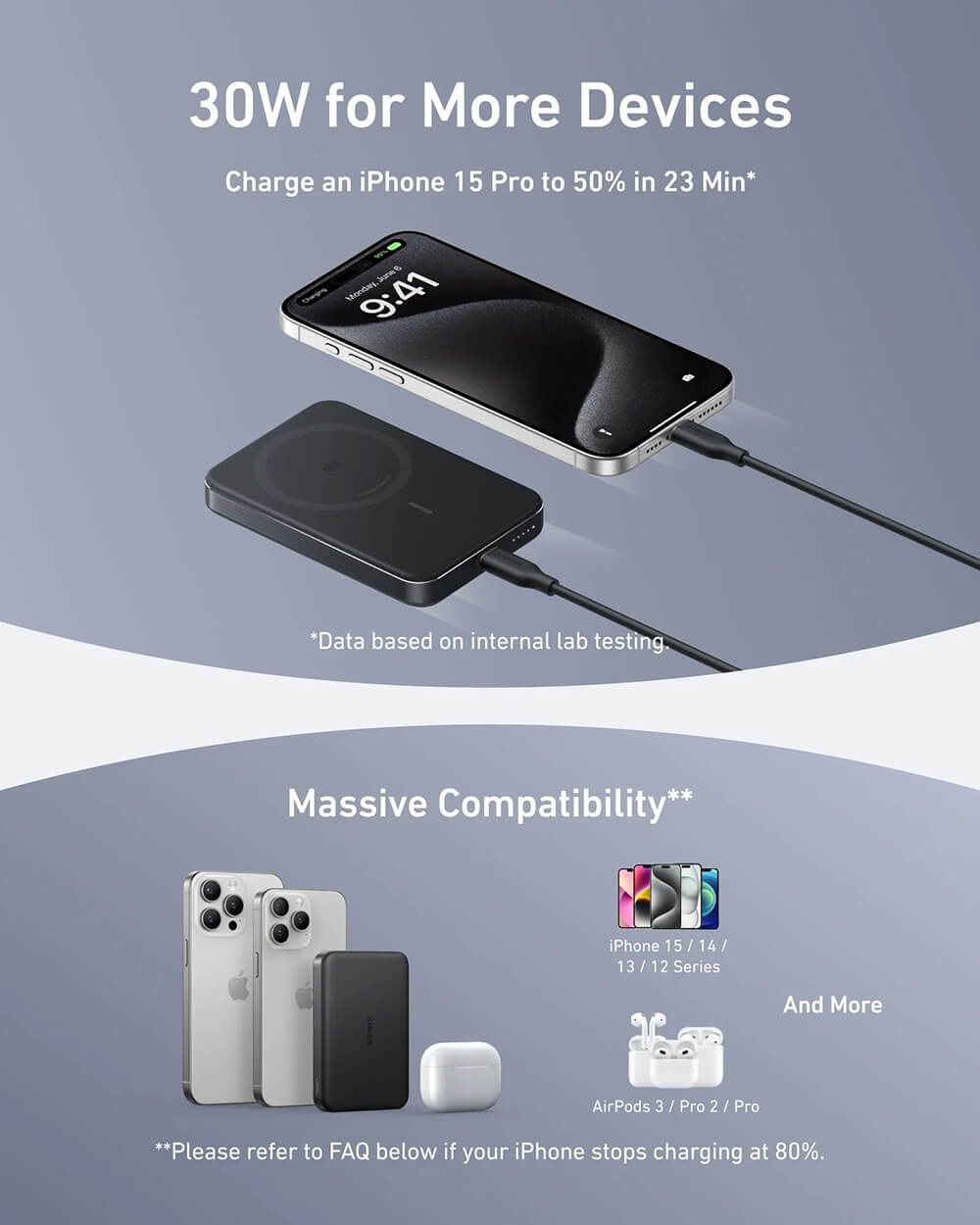 Prijenosna baterija ANKER MagGo 10K Slim (10000 mAh, 15 W bežično, 30 W USB-C, crna)-3