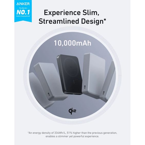 Prijenosna baterija ANKER MagGo 10K Slim (10000 mAh, 15 W bežično, 30 W USB-C, crna)-16