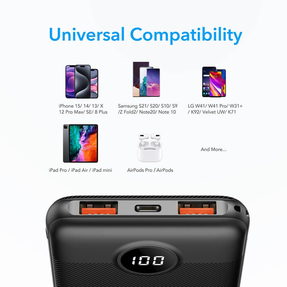 Prijenosna baterija VEGER L10S (10.000 mAh, 20W PD, LCD, crna)-4