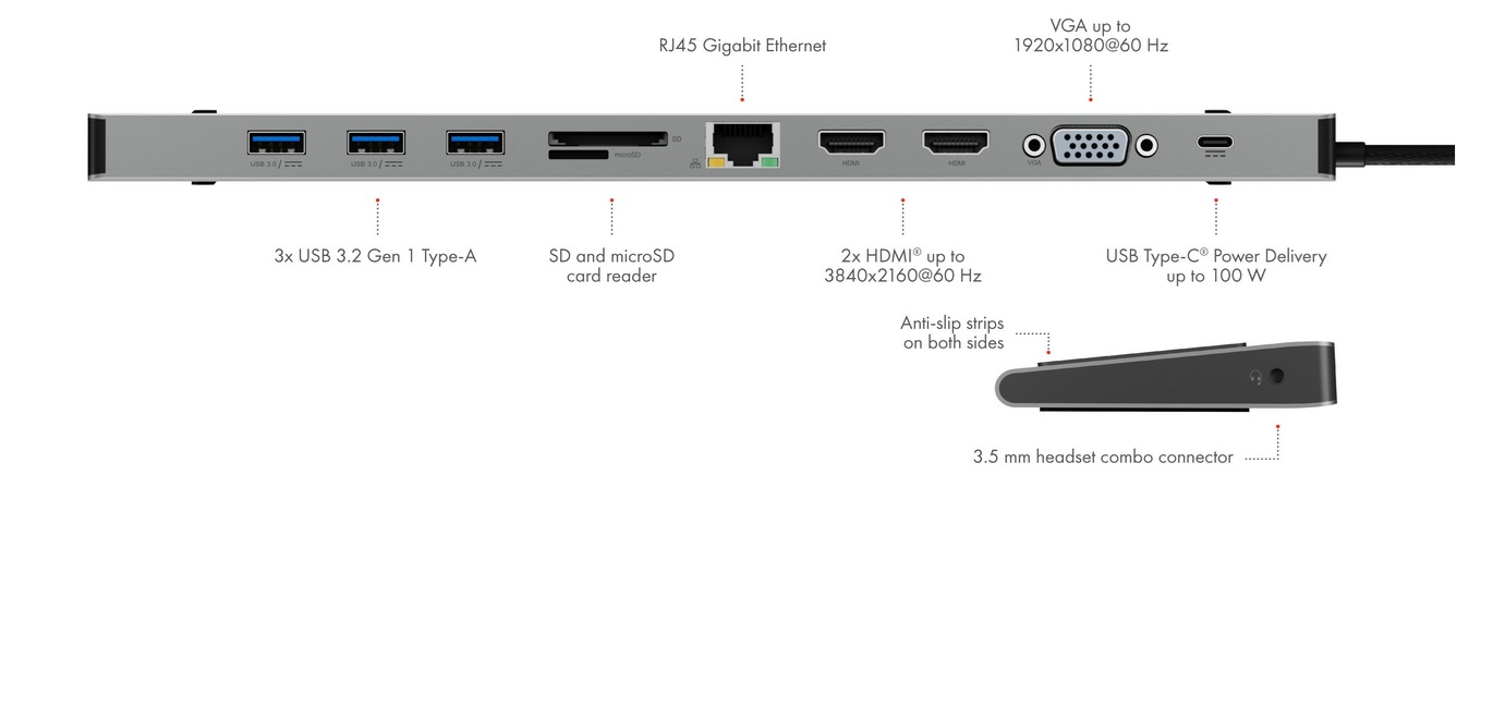 Icybox IB-DK2106A-CPD docking station with Power Delivery 100W-1