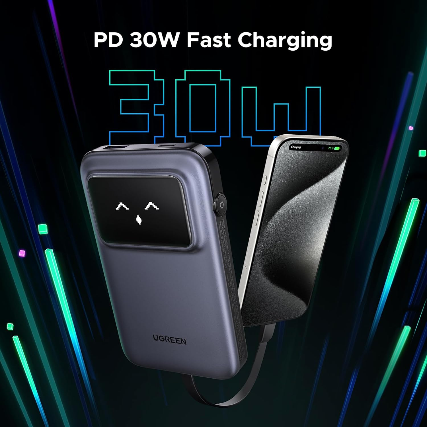 Baterija → UGREEN → Uno 10,000mAh 30W QC prijenosna s ugrađenim USB-C kabelom-4