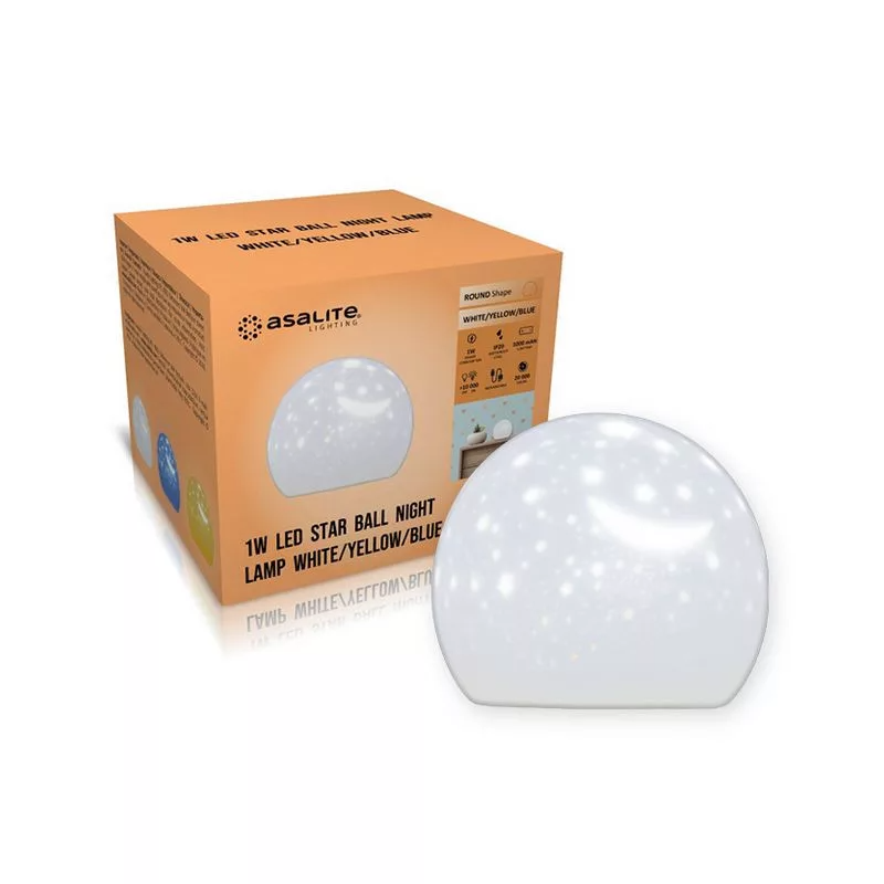 Noćna LED lampa ASALITE Star Ball (1 W, bijela/žuta/plava svjetlost, IP 20, 20.000 sati životni vijek, USB punjenje)-1