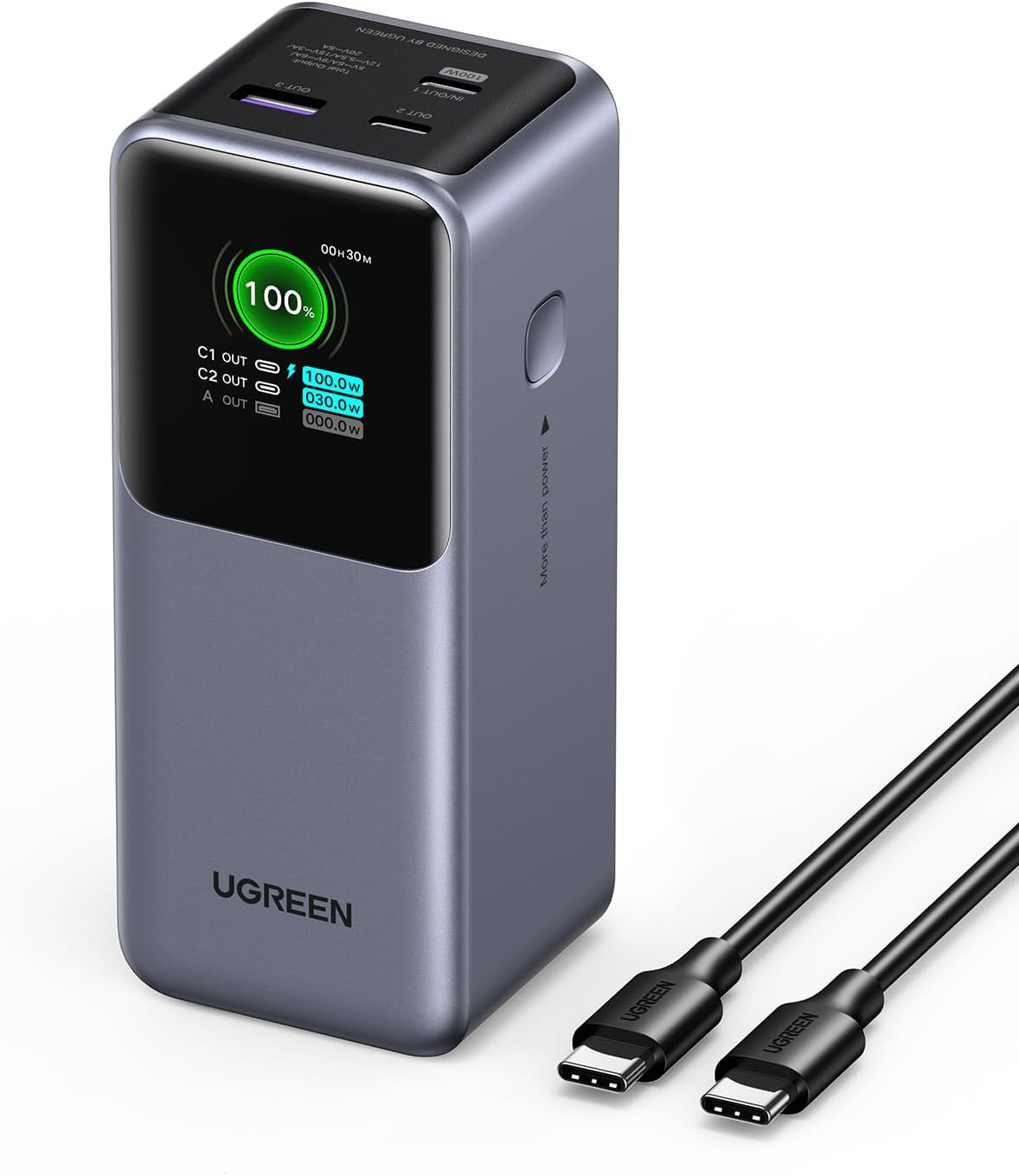 Ugreen portable rechargeable battery 20,000mAh, 130W with smart digital display-0