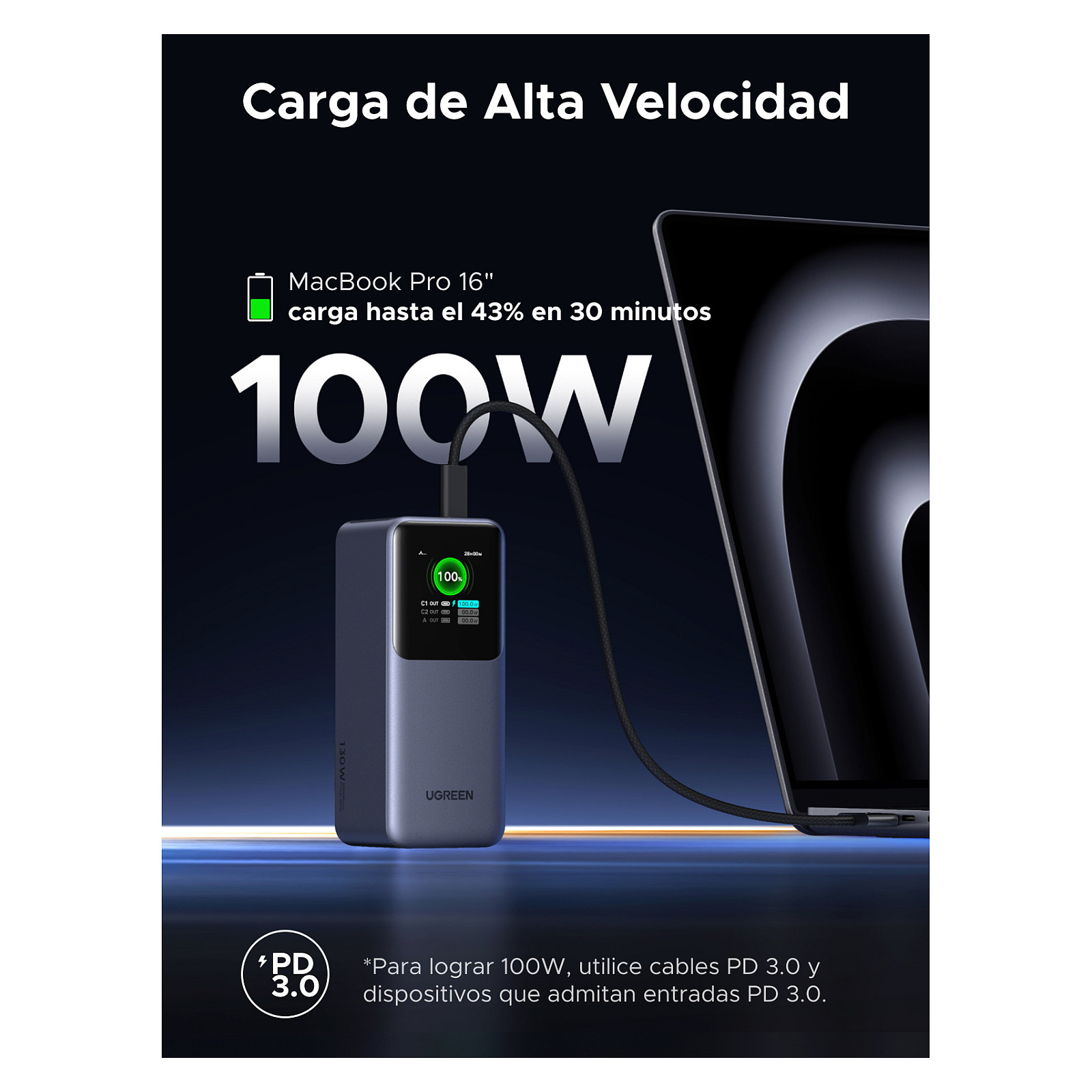 Ugreen portable rechargeable battery 20,000mAh, 130W with smart digital display-34
