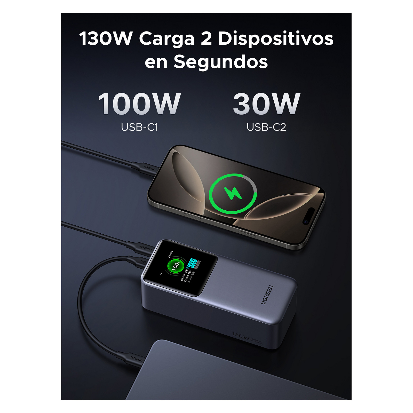 Ugreen portable rechargeable battery 20,000mAh, 130W with smart digital display-38