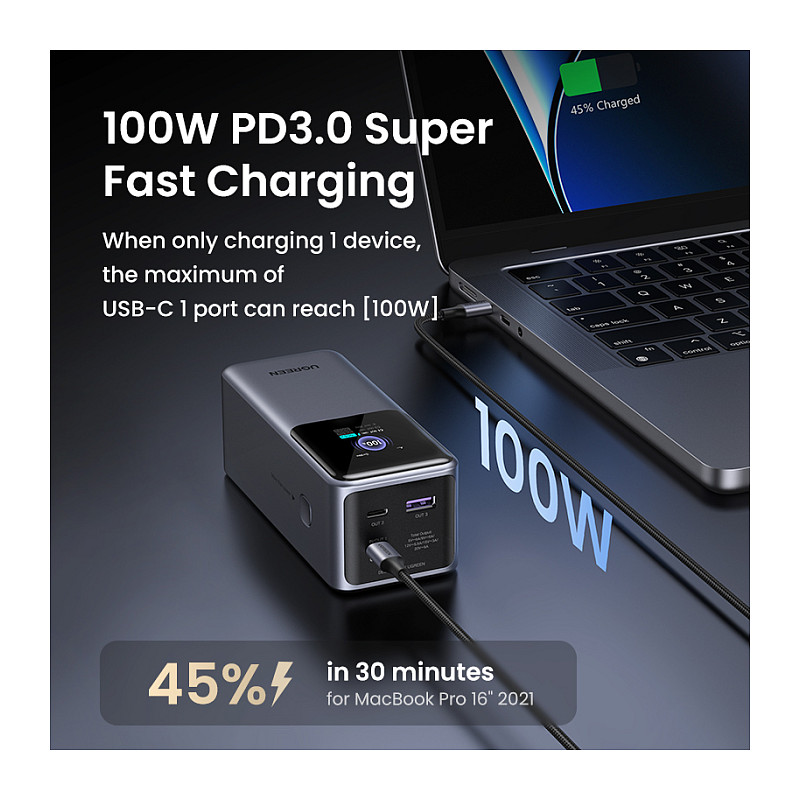 Ugreen portable rechargeable battery 20,000mAh, 130W with smart digital display-28