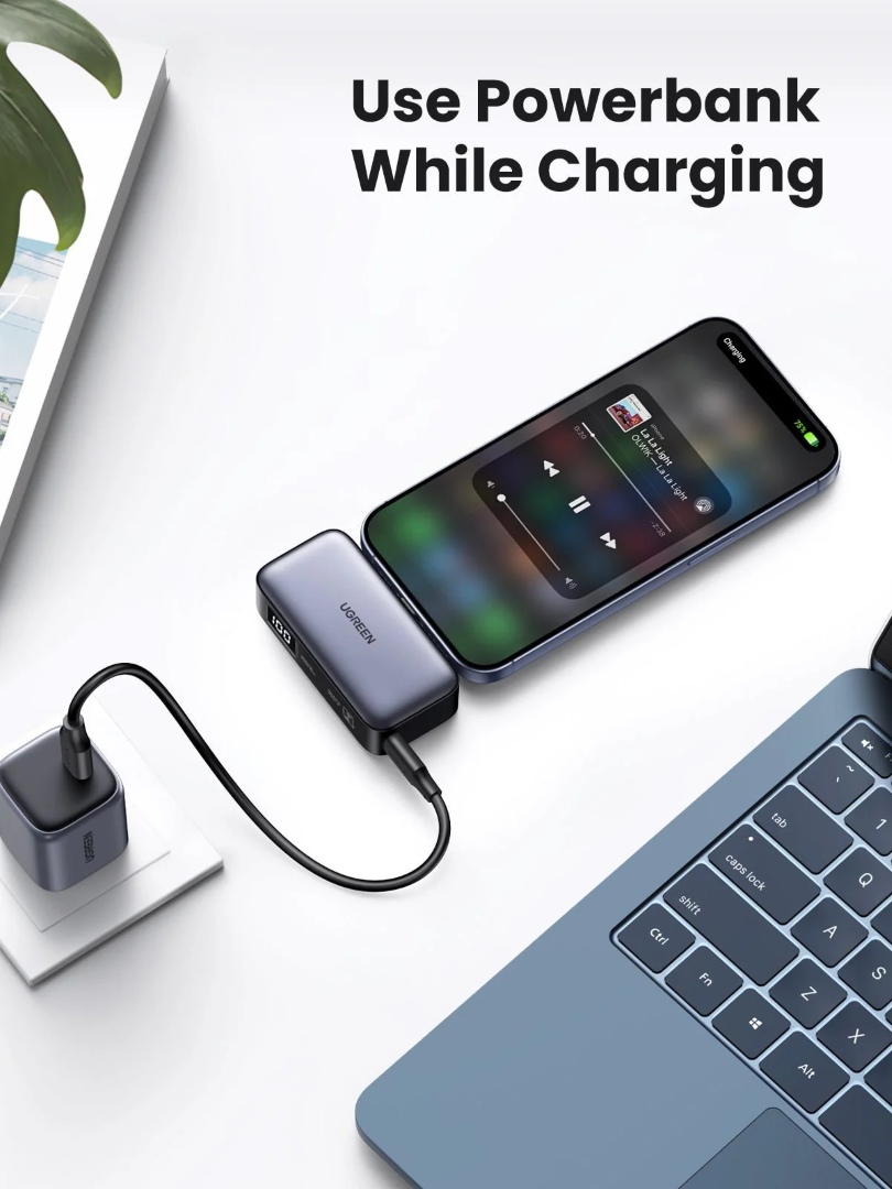 Prijenosna baterija UGREEN 5000mAh 22.5W (ugrađeni USB-C konektor, LED zaslon)-4