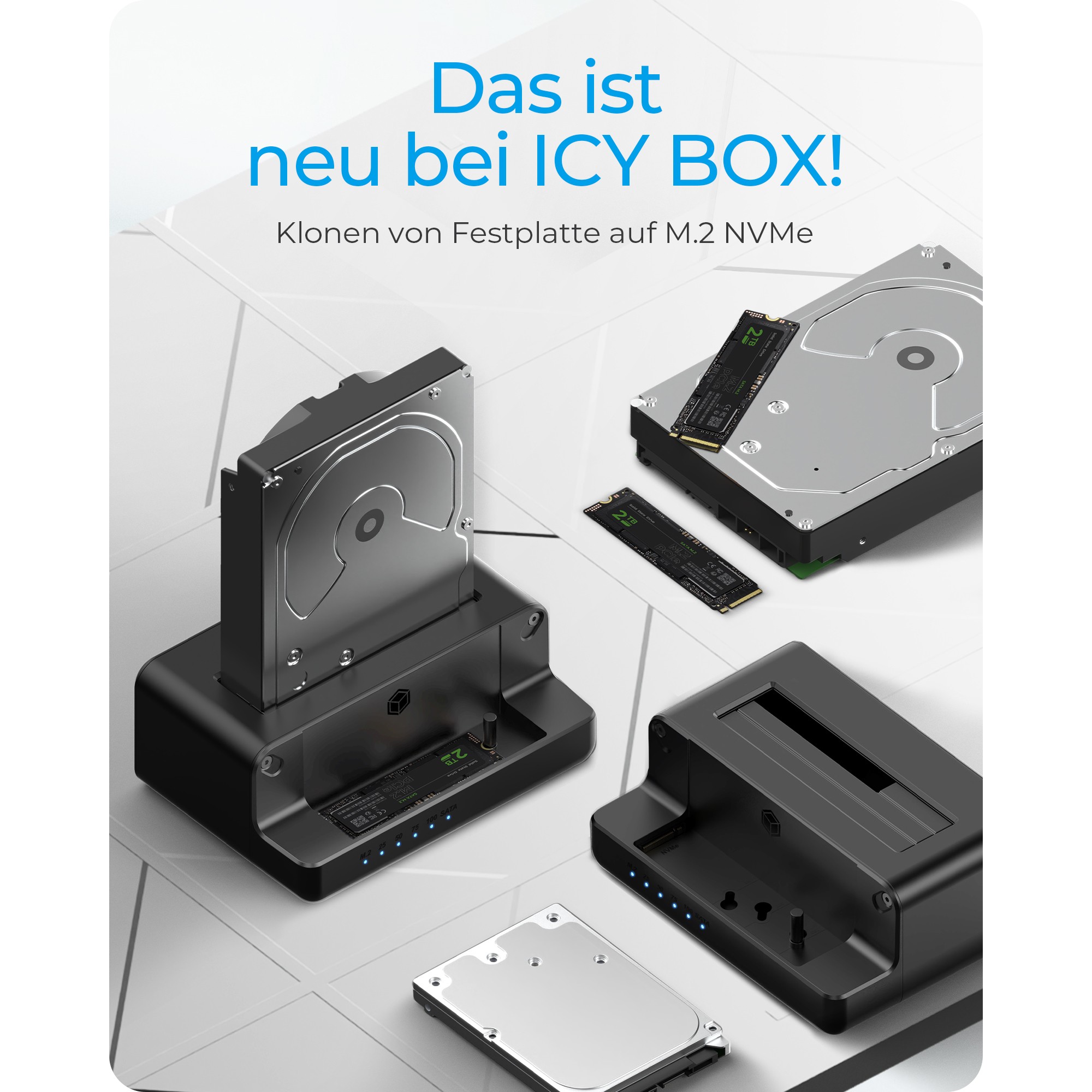 Icybox IB-2914MSCL-C31 docking station and cloning for M.2 NVMe SSD & 2.5''/3.5'' SATA SSD/HDD-14
