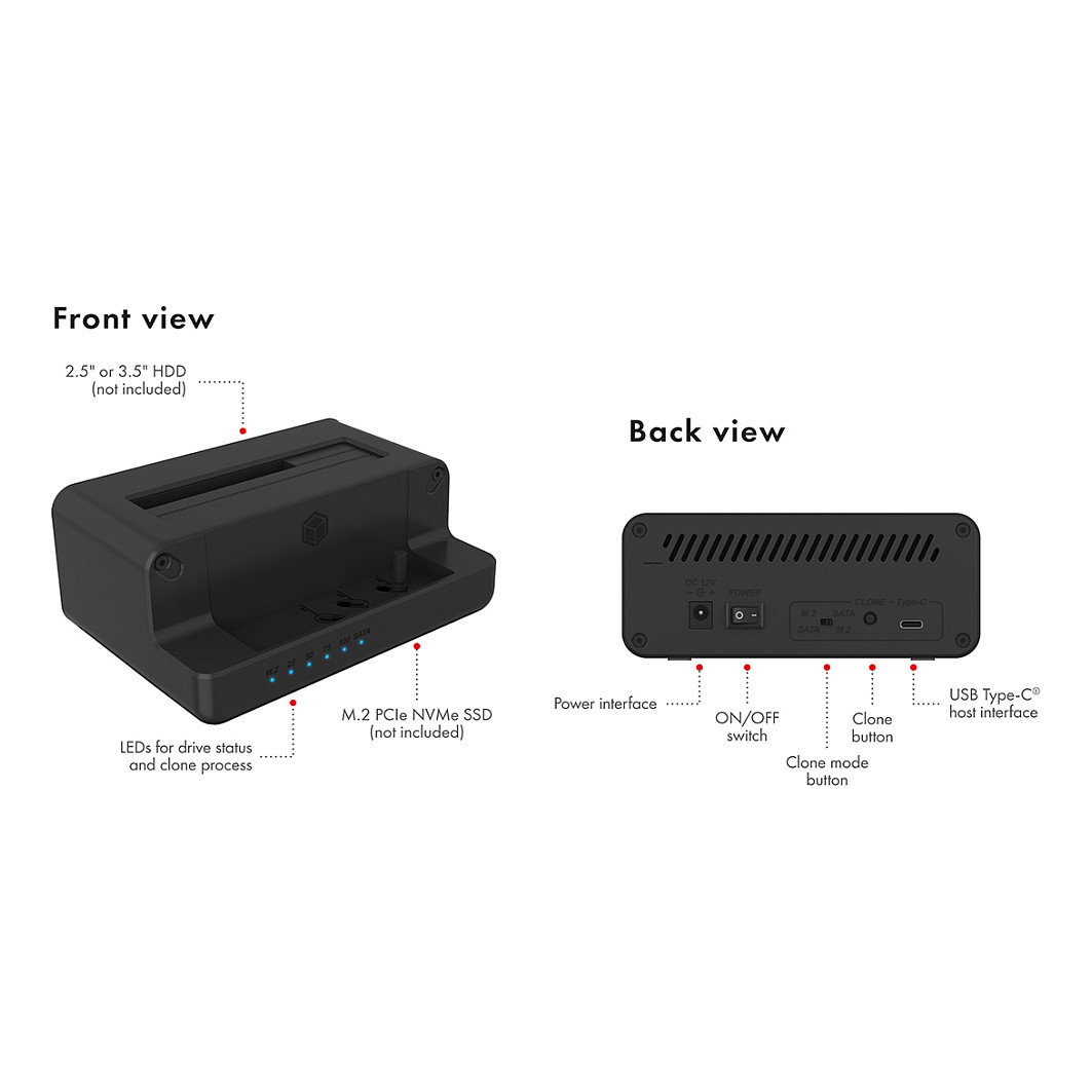 Icybox IB-2914MSCL-C31 docking station and cloning for M.2 NVMe SSD & 2.5''/3.5'' SATA SSD/HDD-26