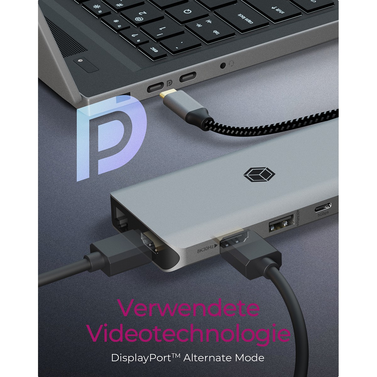 Icybox IB-DK4061-CPD 12in1 USB Type-C docking station for laptops with Power Delivery up to 100W-12