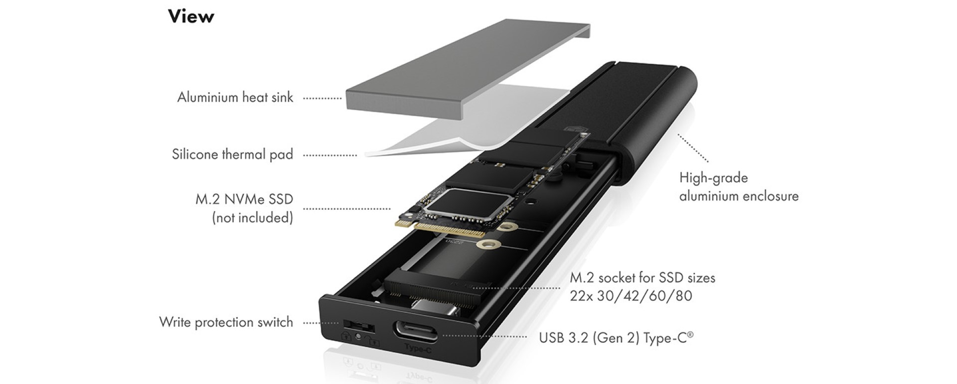 Kućište za SSD ICY BOX IB-1807MT-C31 (M.2 NVMe, USB 3.2 Gen 2 Type-C, zaštita od pisanja)-10