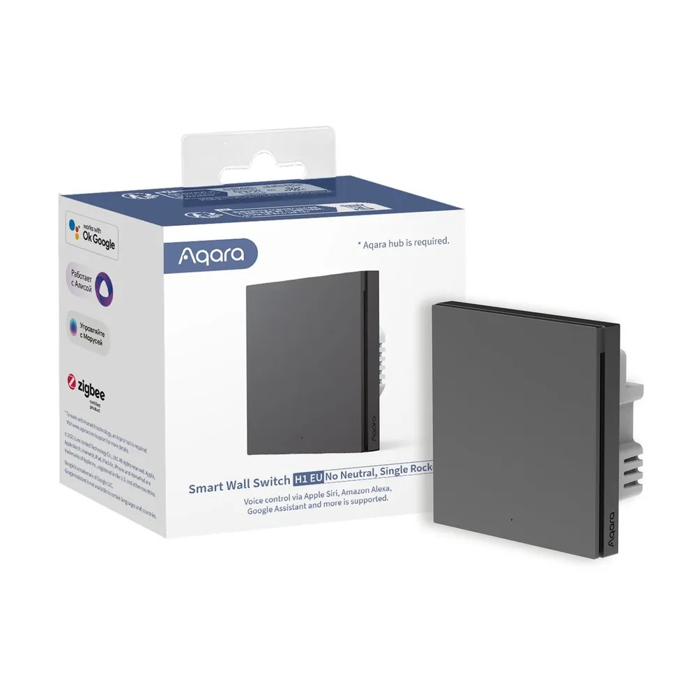 AQARA smart single wall switch H1 EU without neutral wire, WS-EUK01 GRAY-0