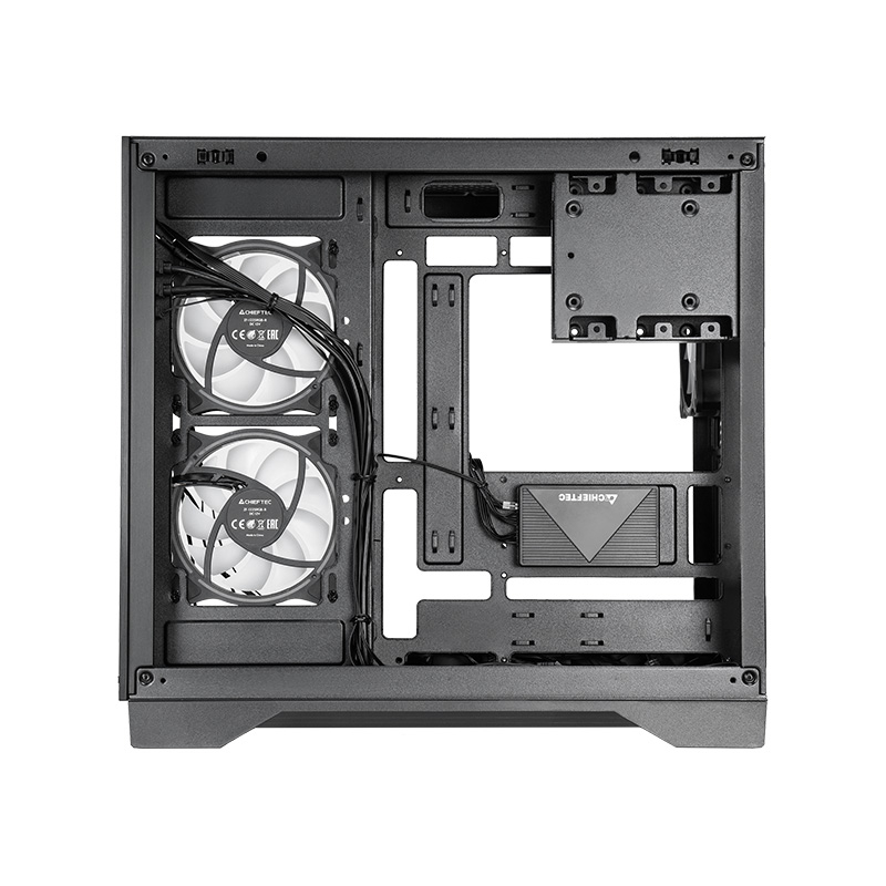 Kućište za računalo CHIEFTEC VISIO USB3.2 Gen2 ATX, crno (ATX/Micro ATX/mini ITX, bez napajanja, 2x3.5" i 2x2.5" unutarnji prostor za diskove, USB3.2 Gen2 Type C, 2 x USB3.0, Audio-out, Mic-In, A-RGB ventilatori)-7