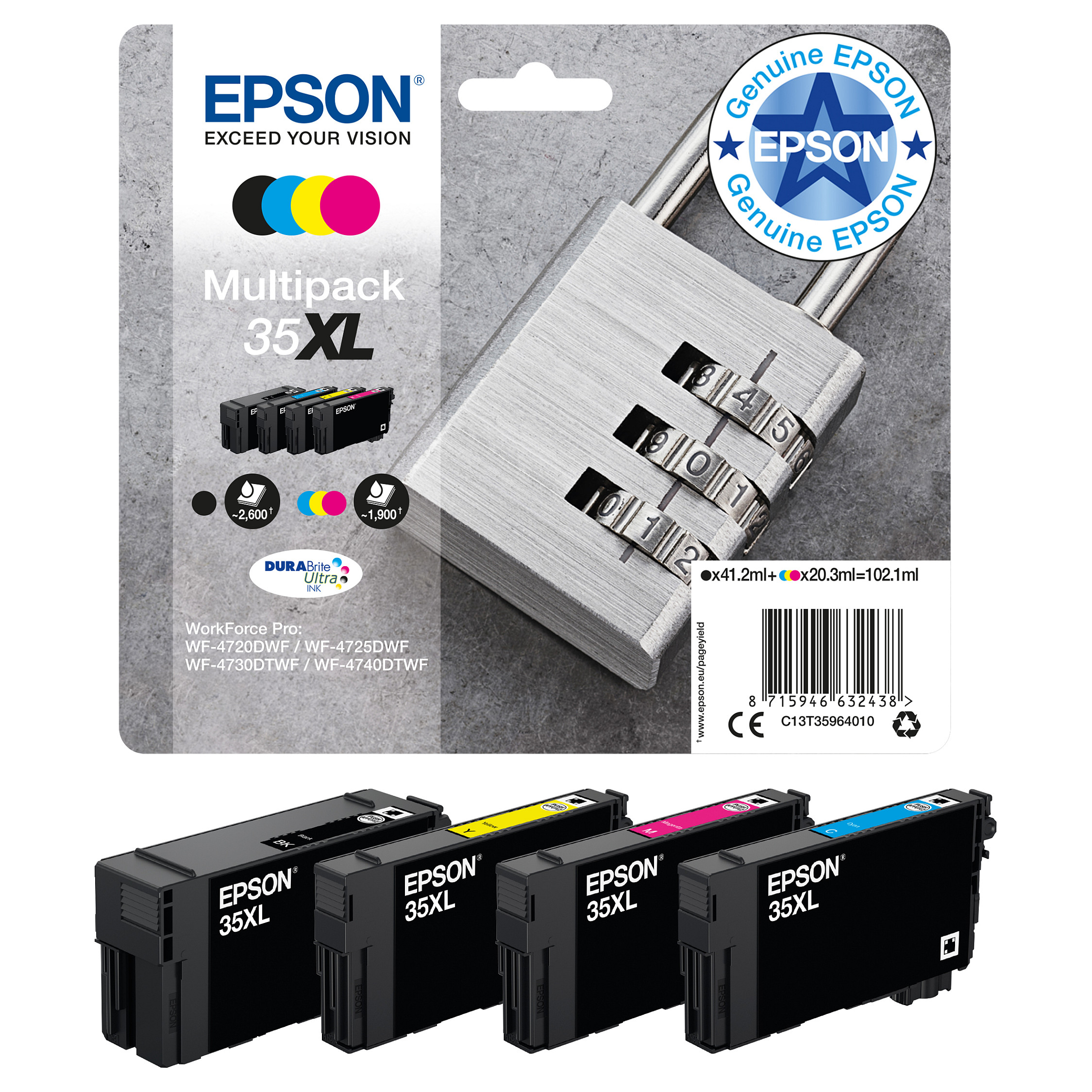 Tinta EPSON DURABrite Ultra Ink Cartridge 35XL (paket od 4 boje, crna, žuta, cijan, magenta)-4