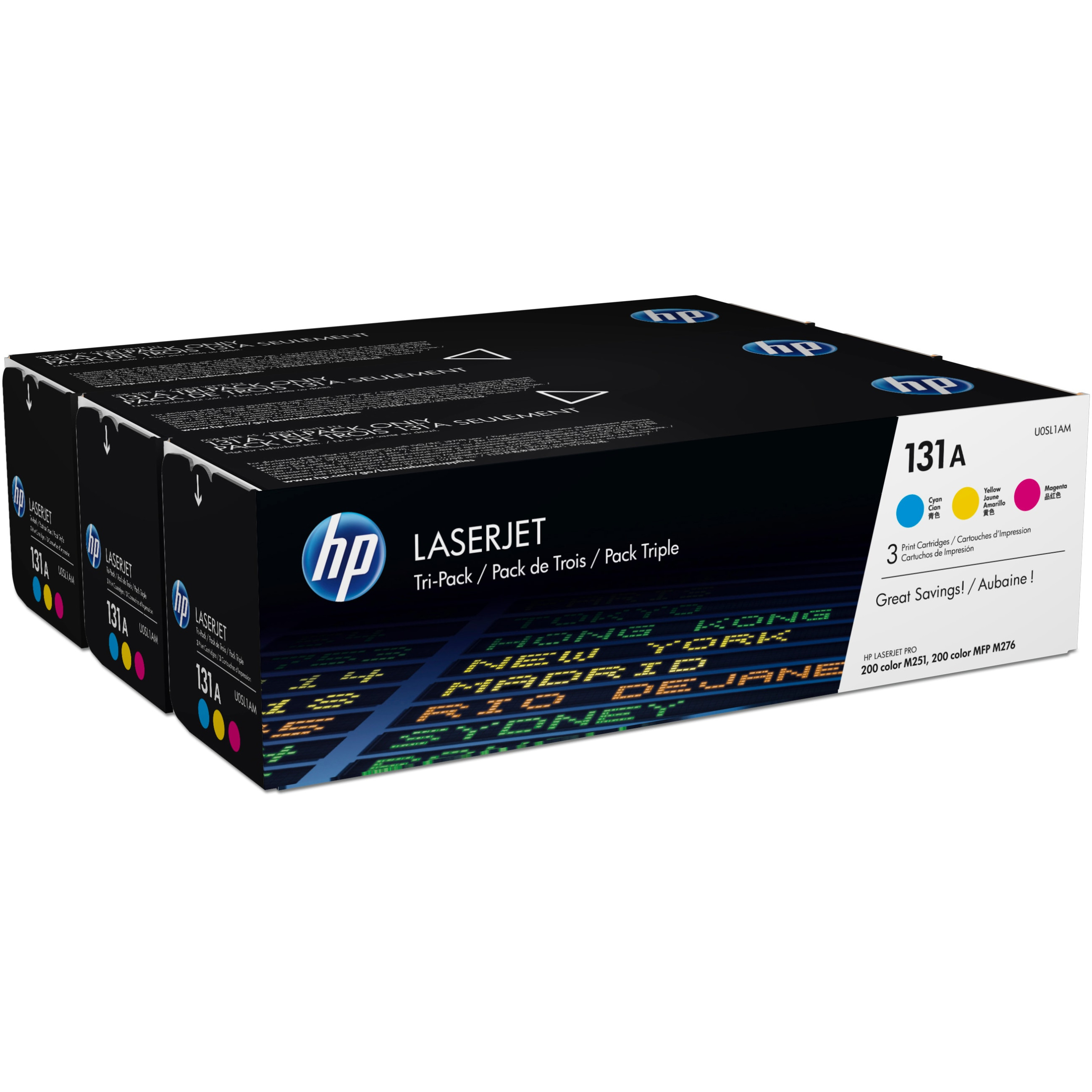 HP 131A - 3-pack - yellow, cyan, magenta - original - LaserJet - toner cartridge (U0SL1AM)-4