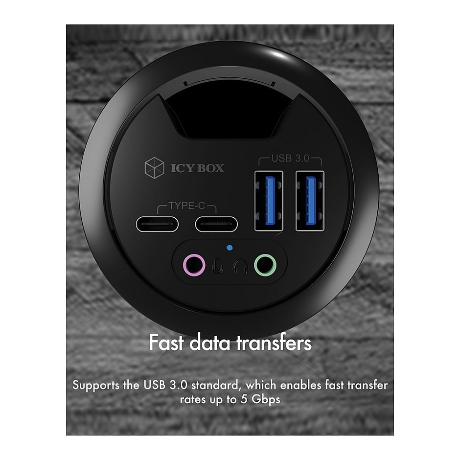 Stolni USB Hub ICY BOX IB-HUB1403B, 4-portni, Audio, za ugradnju-2