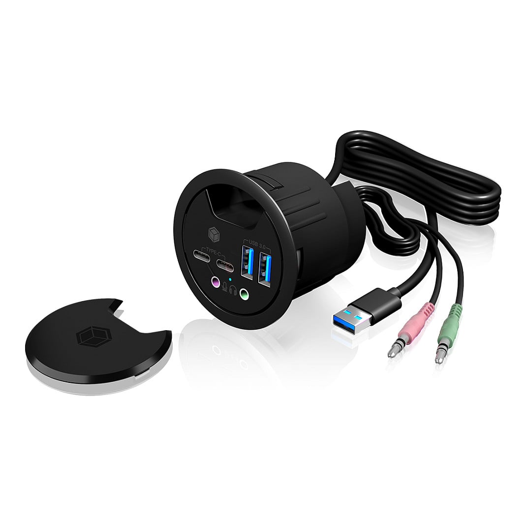 Stolni USB Hub ICY BOX IB-HUB1403B, 4-portni, Audio, za ugradnju-4