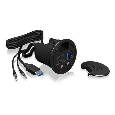 Stolni USB Hub ICY BOX IB-HUB1403B, 4-portni, Audio, za ugradnju-0