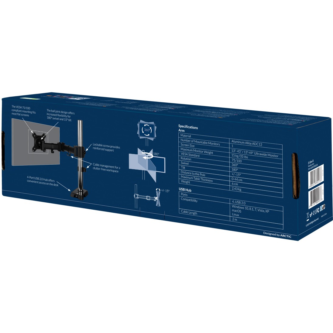 Nosač monitora ARCTIC Z1 (Gen 3, podesiva ruka)-14