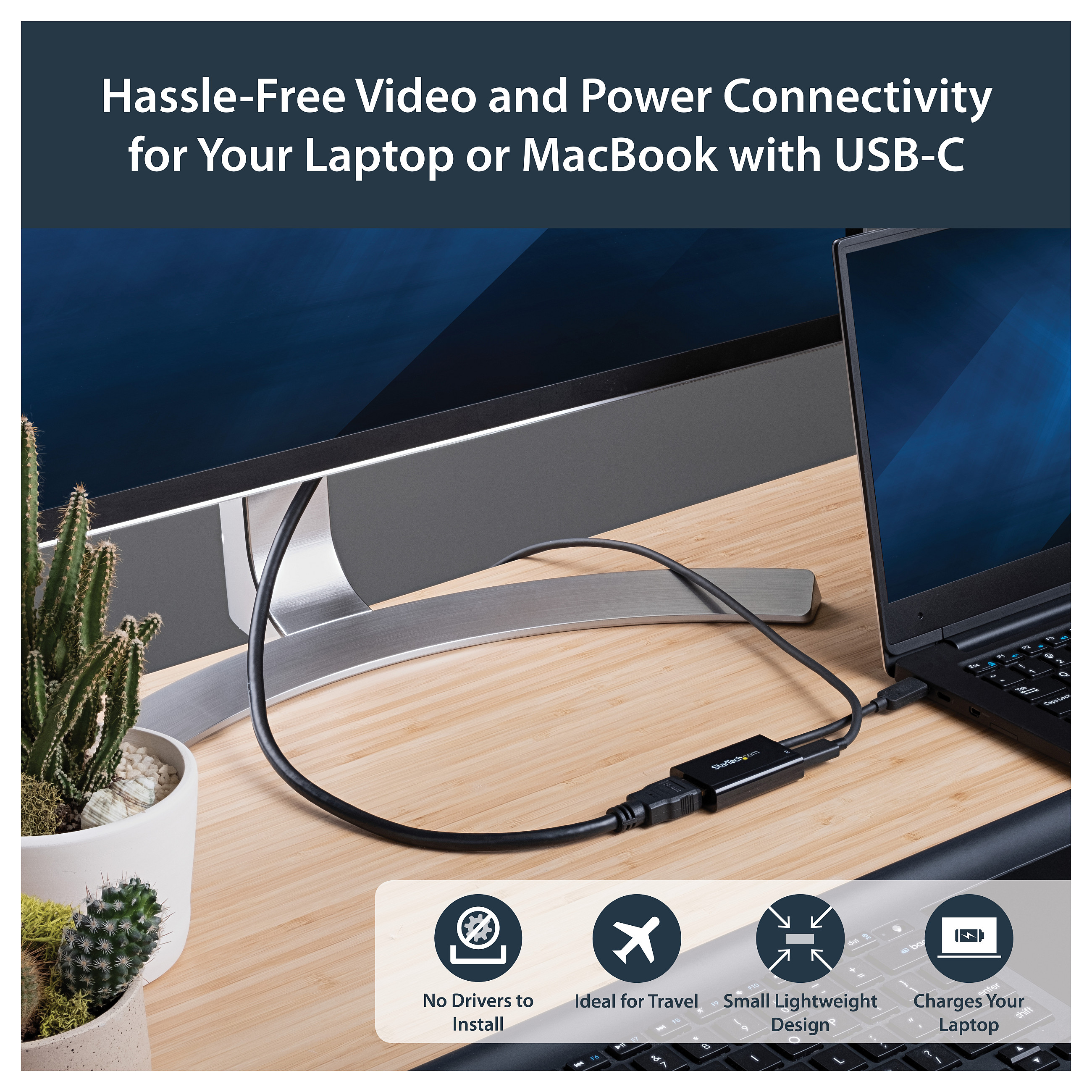 Adapter za vanjski video STARTECH.COM (USB C na HDMI 2.0 Adapter, 4K 60Hz, 60W napajanje putem prijenosa punjenja) crna-17