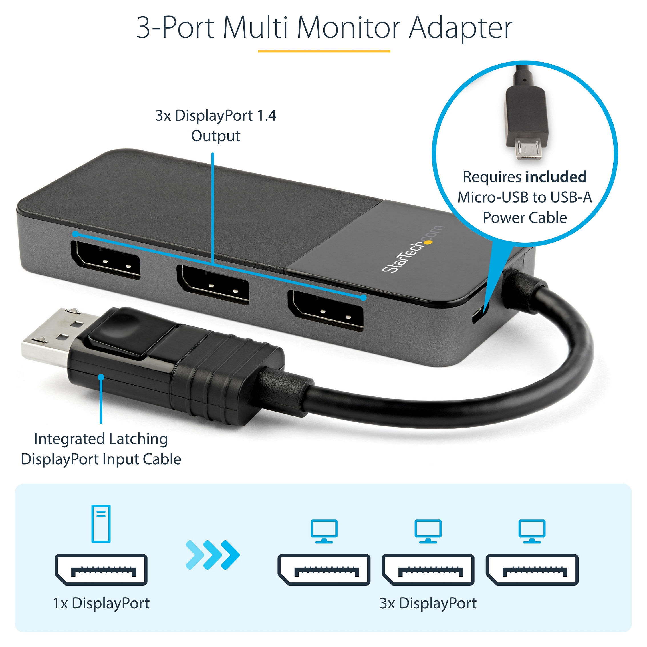 Video/audio razdjelnik STARTECH.COM DisplayPort MST Hub (3 x 4K, DP 1.4)-21