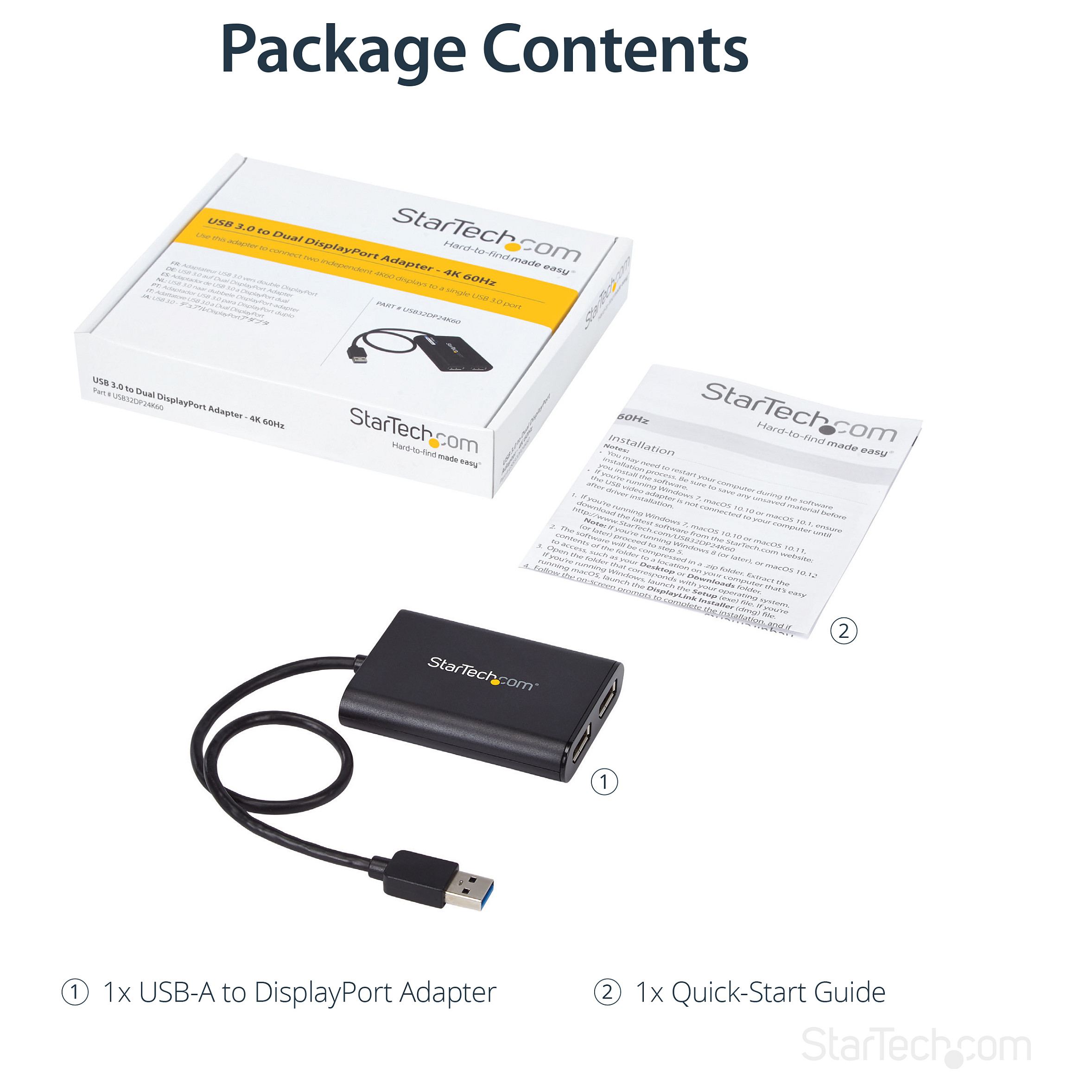 USB 3.0 na Dual DisplayPort adapter STARTECH.COM USB32DP24K60 (Dual 4K 60Hz, DisplayLink)-13