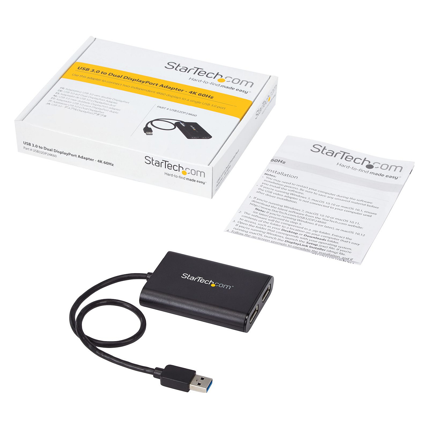 USB 3.0 na Dual DisplayPort adapter STARTECH.COM USB32DP24K60 (Dual 4K 60Hz, DisplayLink)-18