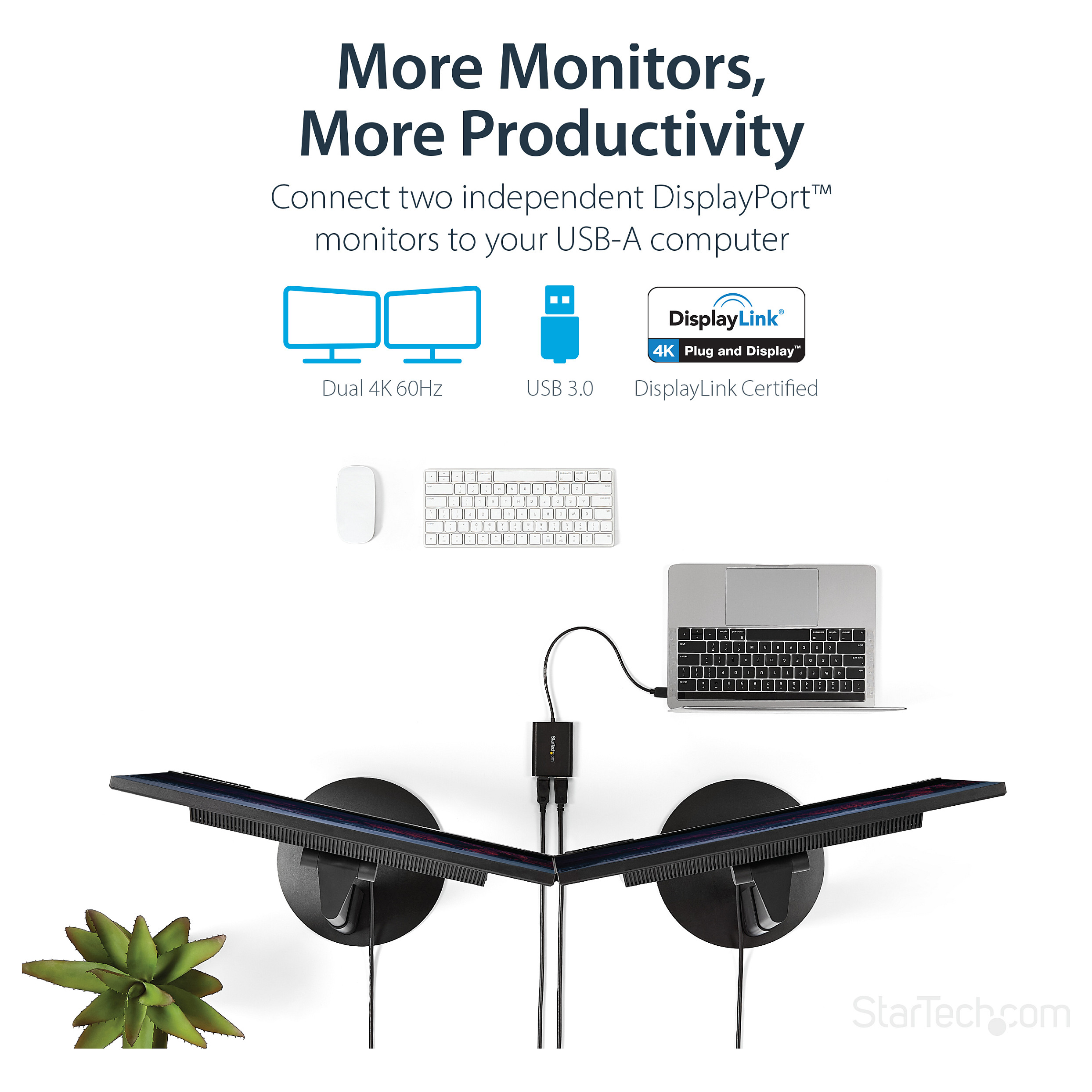USB 3.0 na Dual DisplayPort adapter STARTECH.COM USB32DP24K60 (Dual 4K 60Hz, DisplayLink)-19