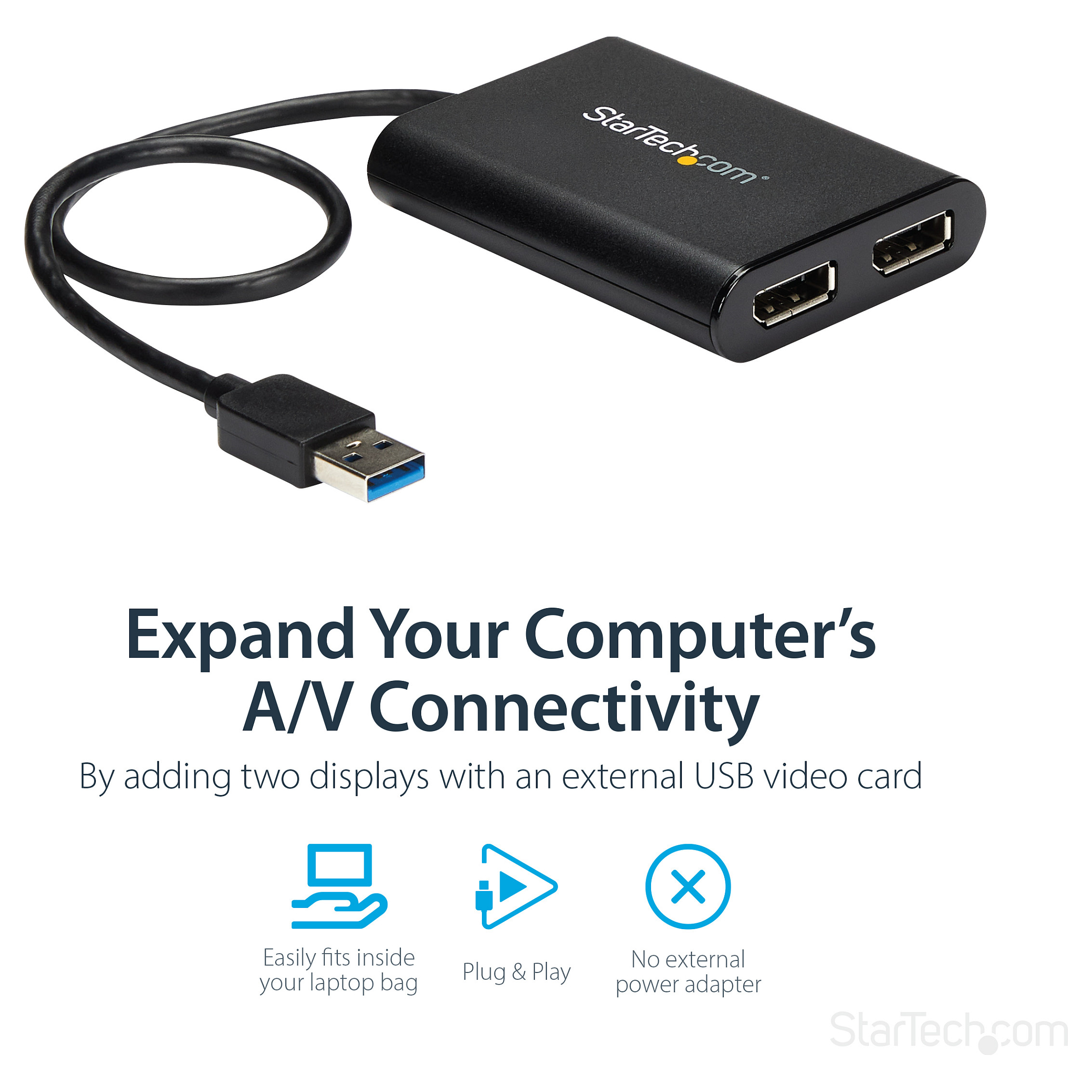 USB 3.0 na Dual DisplayPort adapter STARTECH.COM USB32DP24K60 (Dual 4K 60Hz, DisplayLink)-20