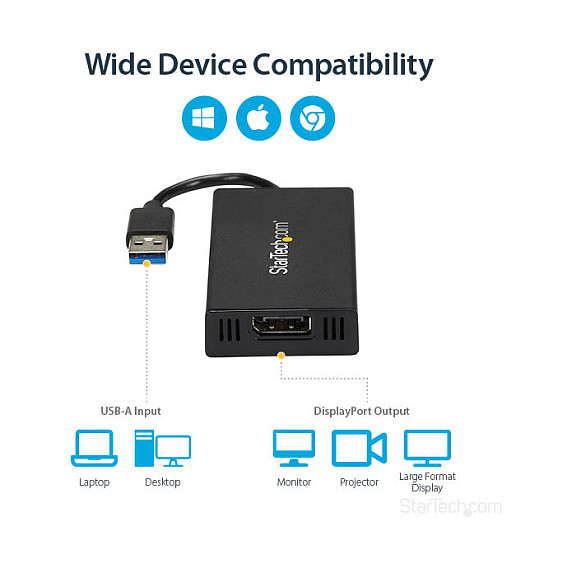 USB 3.0 na DisplayPort adapter STARTECH.COM (DisplayLink certificiran, 4K 30Hz, USB / DisplayPort adapter, TAA kompatibilan, 9 m)-13